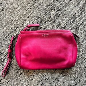 Coach Fuchsia Leather Wristlet